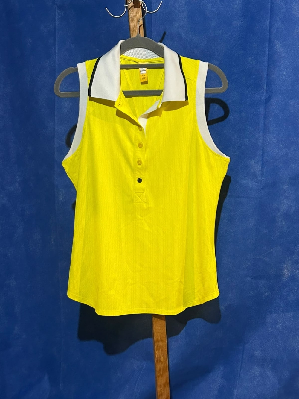 Lole Yellow Sleeveless Polo Tank with White Contrast Collar